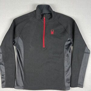 Spyder Outbound‎ Sweater Mens M 1/2 Zip Black Gray Mid Weight Outdoors Gorpcore